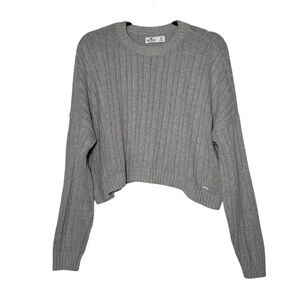 Hollister Soft Knit Crop Crewneck Sweater Gray Size XS Knit Cropped Classic